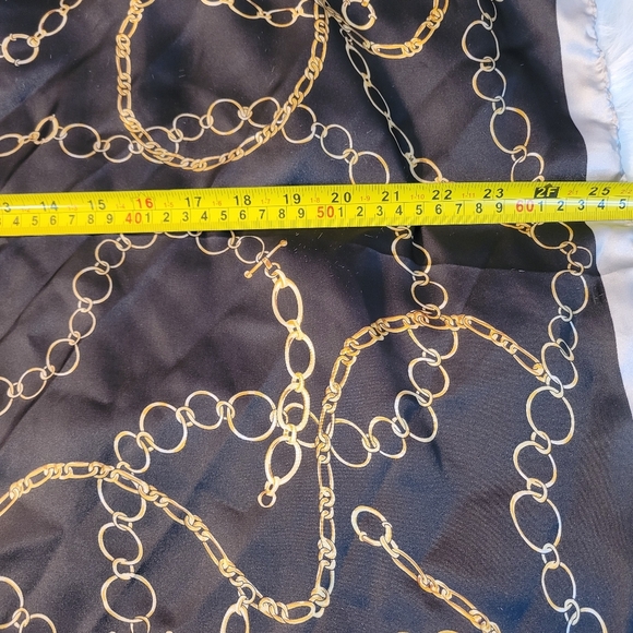 Black and Gold Chain Print Scarf 25x25 - Picture 2 of 5